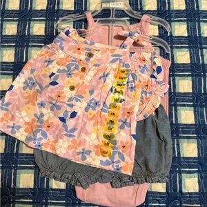 Carter's Pink and Blue Floral Baby 4pc set